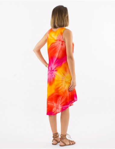 Viscose tie and dye umbrella dress