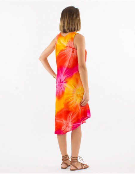 Viscose tie and dye umbrella dress