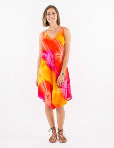 Viscose tie and dye umbrella dress
