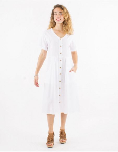 Robe coton sw boutonnée manches courtes