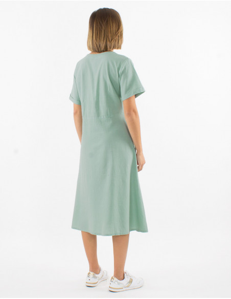 Robe coton sw boutonnée manches courtes