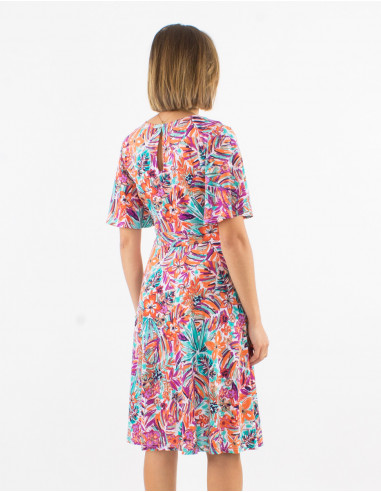 Robe maille manches courtes imprimé oasis