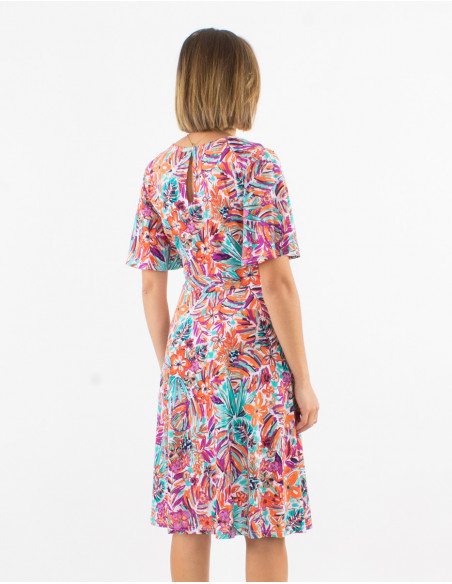 Robe maille manches courtes imprimé oasis