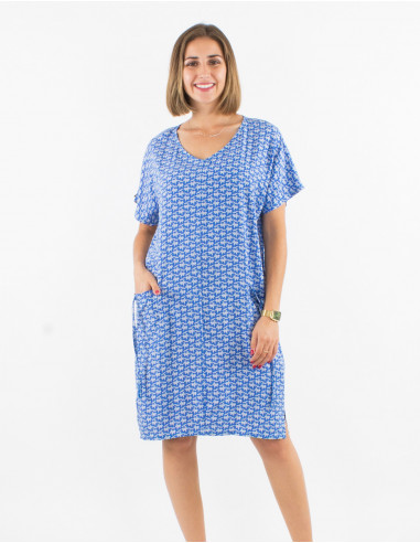 Robe viscose manches courtes imprimé arabesque