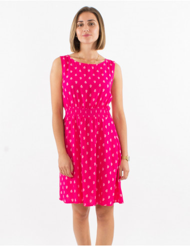 Robe viscose dos ouvert imprimé bali