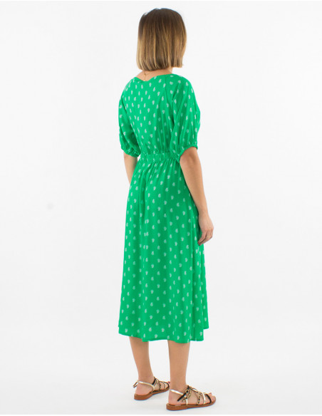 Robe longue viscose manches courtes imprimé bali