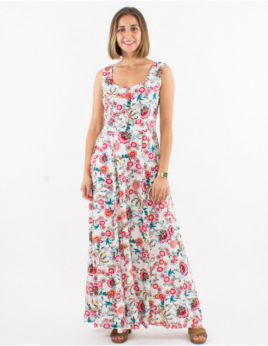 Long viscose dress with bohemian print