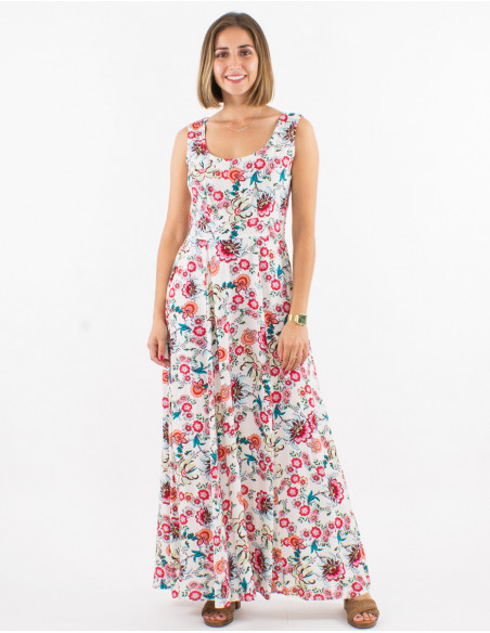 Long viscose dress with bohemian print