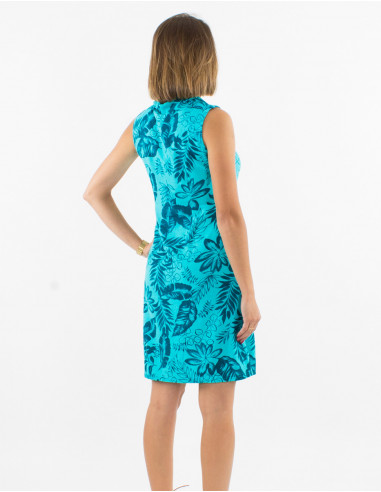 Robe 70% viscose 30% lin imprimé exotique