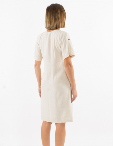Robe 54% lin 46% viscose manches courtes