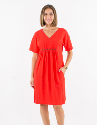 Robe 54% lin 46% viscose manches courtes