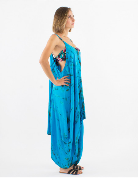 Long viscose tie and dye dress with straps