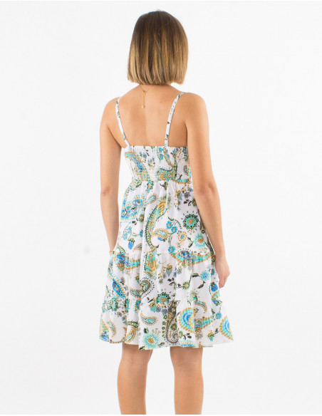 Robe courte polyester bretelles imprimé sublime