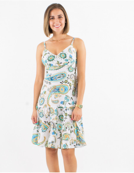 Robe courte polyester bretelles imprimé sublime