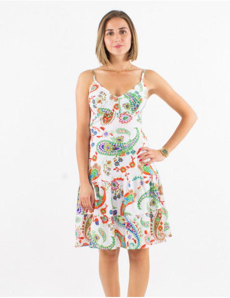 Robe courte polyester bretelles imprimé sublime