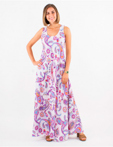 Robe longue polyester sans manches imprimé sublime