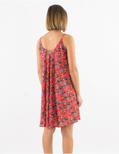 Robe courte polyester parapluie bretelles imprimé mistery