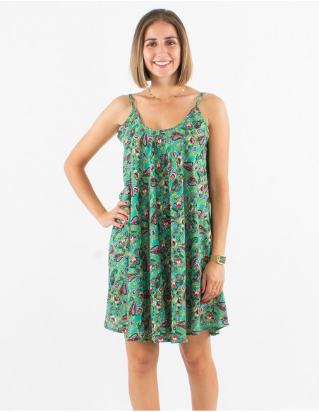 Robe courte polyester parapluie bretelles imprimé mistery