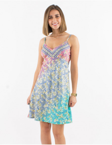 Silver print polyester short dress