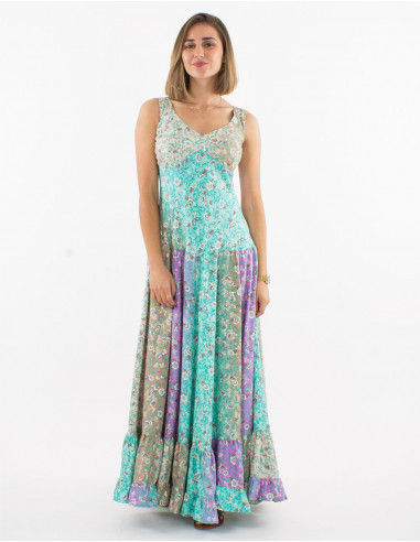 Robe longue polyester imprimé argenté