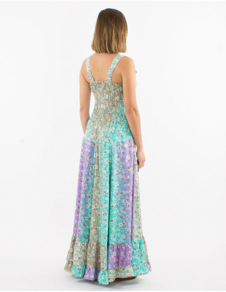 Robe longue polyester imprimé argenté