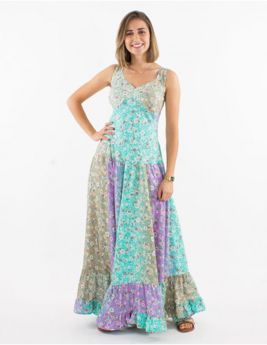 Robe longue polyester imprimé argenté