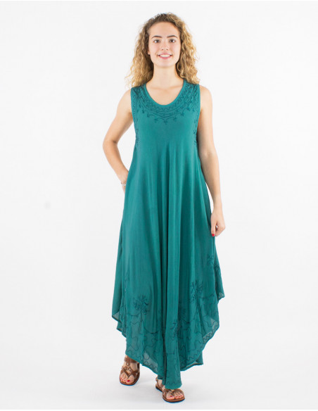 Long viscose crepe umbrella dress