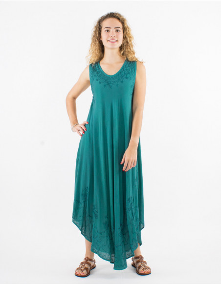 Long viscose crepe umbrella dress