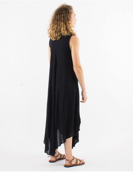 Long viscose crepe umbrella dress