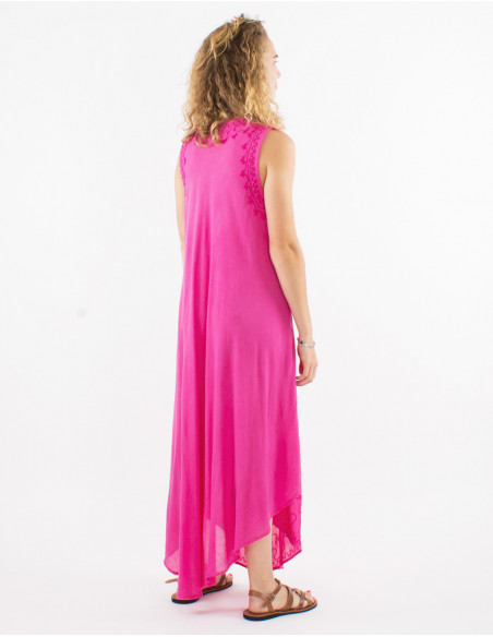 Long viscose crepe umbrella dress