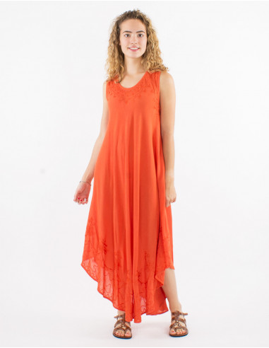 Long viscose crepe umbrella dress