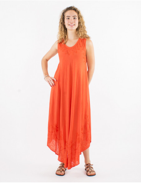 Long viscose crepe umbrella dress