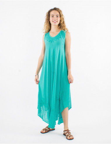 Long viscose crepe umbrella dress