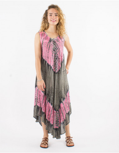 Long viscose crepe umbrella dress