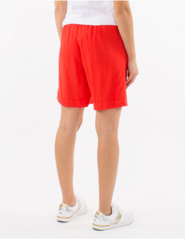 Short 54% lin 46% viscose ceinture elastique