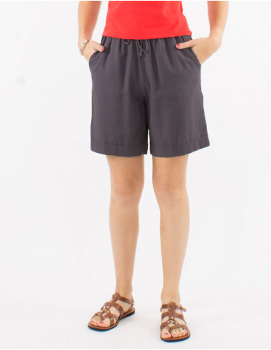 Short 54% lin 46% viscose ceinture elastique