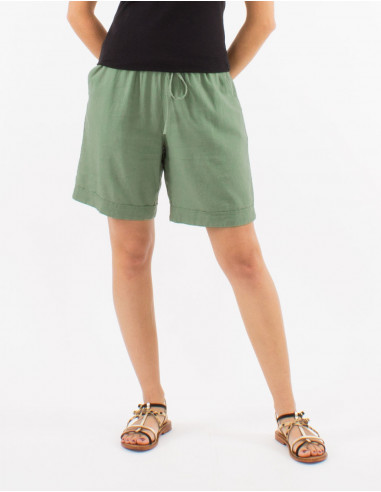 Short 54% lin 46% viscose ceinture elastique