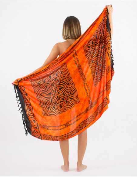 Pack de 10 sarongs viscose franges celtique