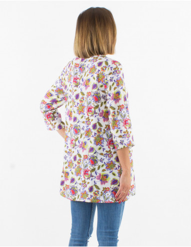 Tunique viscose manches 3/4 imprimé paradise