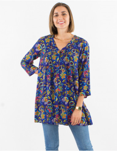 Tunique viscose manches 3/4 imprimé paradise