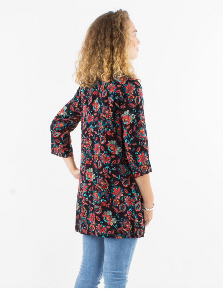 Tunique viscose manches 3/4 imprimé paradise