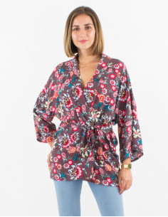 Viscose light jacket with 3/4 sleeves and bohemian print 2
