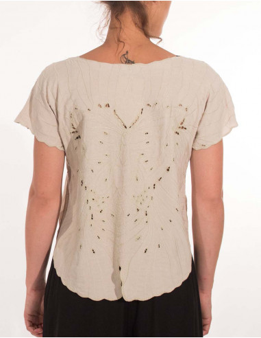 Butterfly embroidered viscose blouse