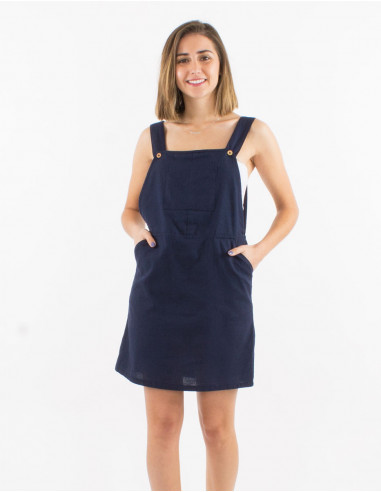 Short 91% cotton 9% linen dress
