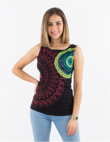 Cotton mandala sleeveless tee shirt