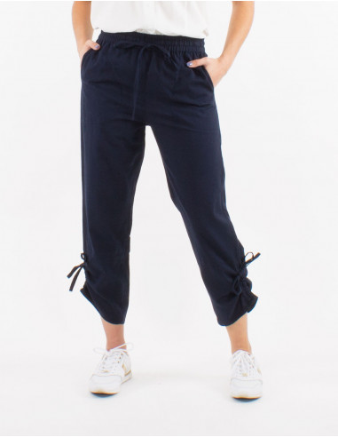 Pantalon 91% coton 9% lin unie