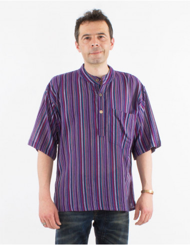 Cotton gent shirt with short sleeves