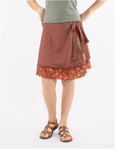 Jupe courte portefeuille polyester