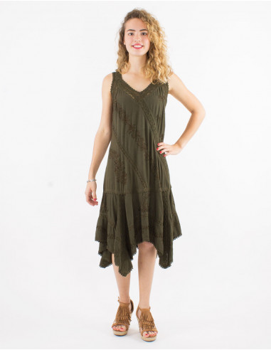 Viscose sw dress with lace