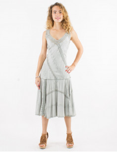 Embroidered viscose dress with large straps 2